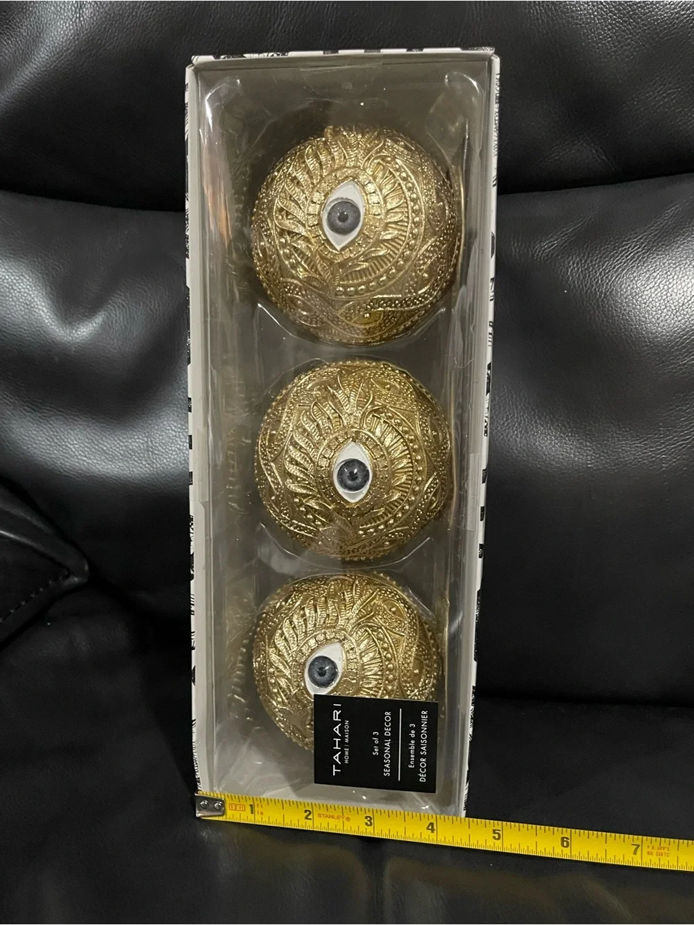 Tahari Gold Eye Decorative Orbs - Set of 3